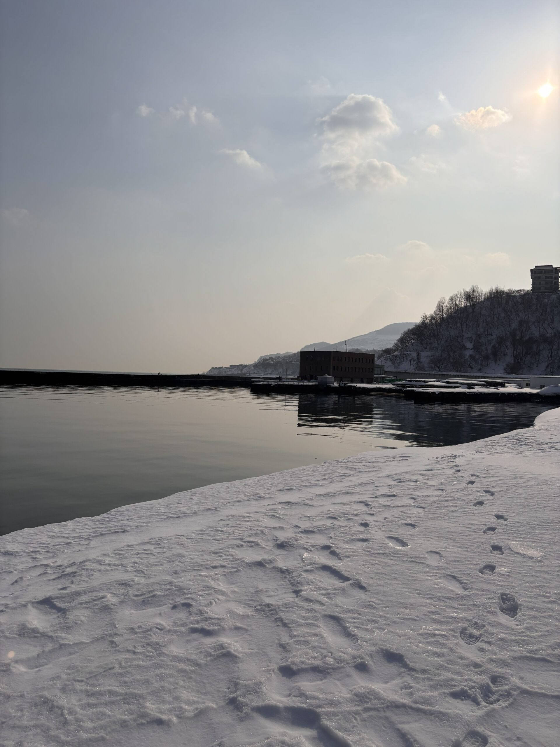 小樽港 2026年2月21日 現在の様子 若竹埠頭と南防波堤