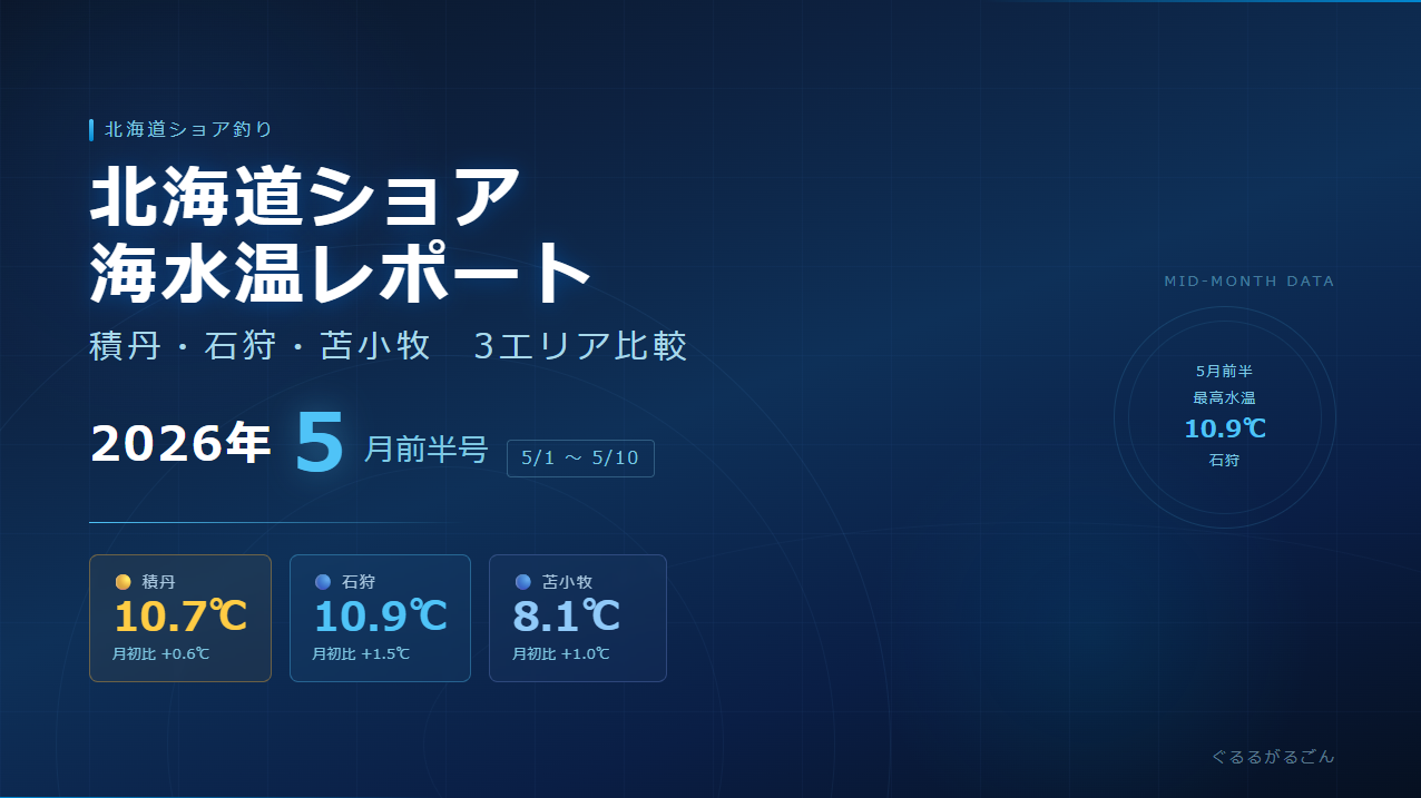 北海道ショア 海水温レポート 2026年5月前半 積丹・石狩湾新港・苫小牧 釣り情報